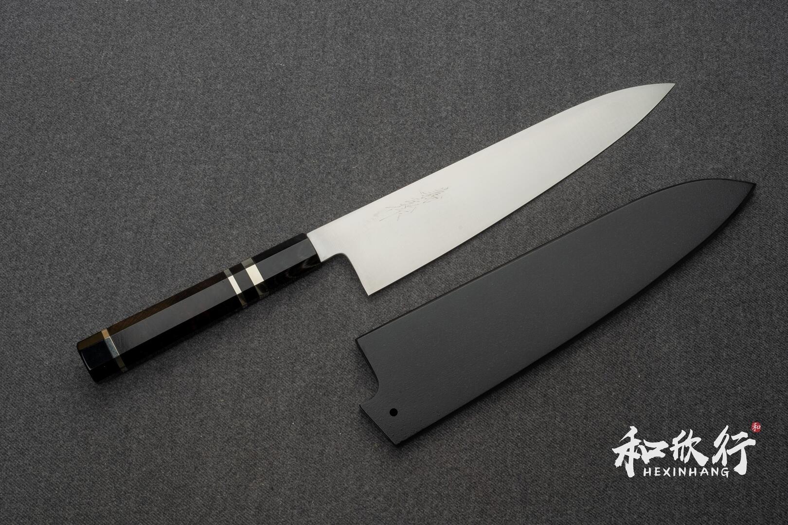 山脇刃物Yamawaki Hamono 鄉右馬允義弘作VG-1 和牛刀黑檀木上下黑水